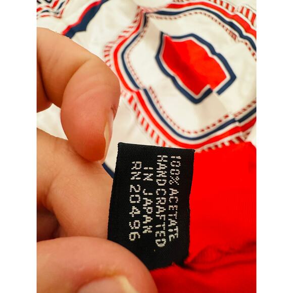 Vintage Paoli Red White Blue Geometric Abstract Rope Design 1960/70s Scarf - Picture 2 of 8